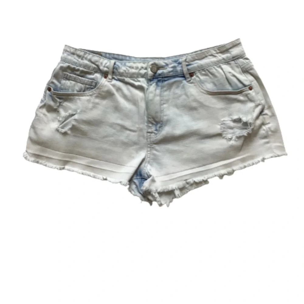 Aeropostale High Waist Shorty Light Distressed Raw Hem 10